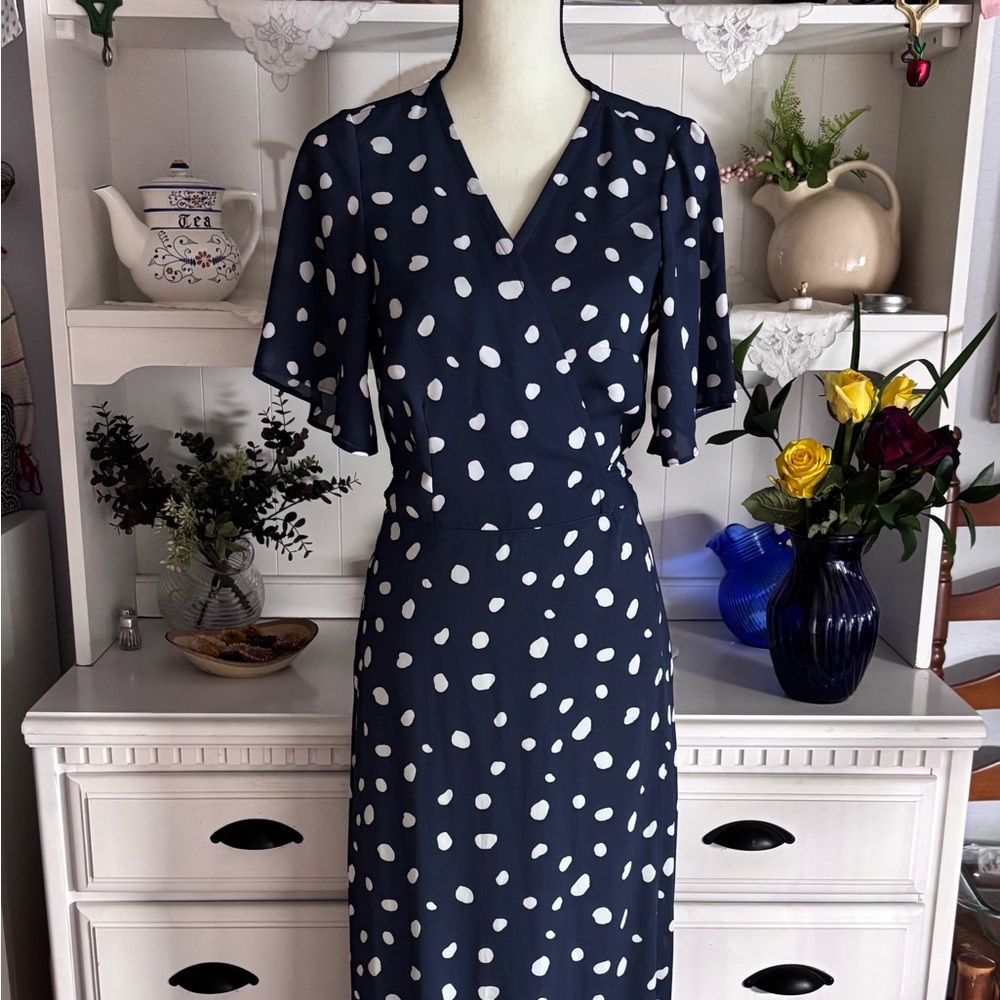 Abercrombie & Fitch Navy with white polka dot maxi dress